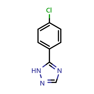 Chemical structure of 5-(4-chlorophenyl)-1H-1,2,4-triazole , CAS 23195-59-7, AChemBlock X186245