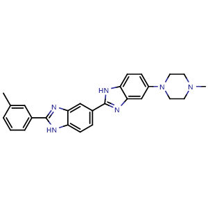 Chemical structure of 2'-m-tolyl-5-(4-methylpiperazinyl)-2,5'-bi-1H-benzimidazole , CAS 23491-54-5, AChemBlock X186253