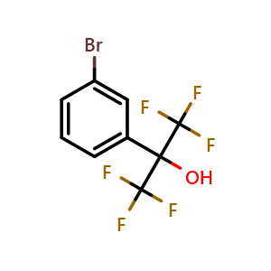 Chemical structure of 2-(3-Bromophenyl)-1,1,1,3,3,3-hexafluoro-2-propanol , CAS 2402-71-3, AChemBlock X186271