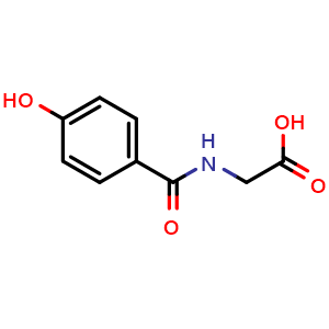 Chemical structure of 2-[(4-hydroxybenzoyl)amino]acetic acid , CAS 2482-25-9, AChemBlock X186296