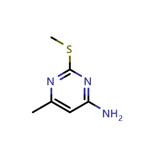 Chemical structure of 6-Methyl-2-(methylsulfanyl)pyrimidin-4-ylamine , CAS 24888-93-5, AChemBlock X186297