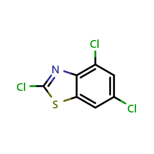 Chemical structure of 2,4,6-trichloro-benzothiazole , CAS 25745-12-4, AChemBlock X186314