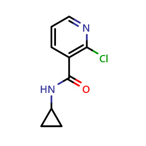 Chemical structure of 2-Chloro-N-cyclopropylnicotinamide , CAS 25764-78-7, AChemBlock X186317