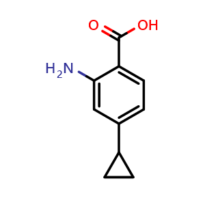 Chemical structure of Benzoic acid, 2-amino-4-cyclopropyl , CAS 2640734-77-4, AChemBlock X186333
