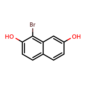 Chemical structure of 1-bromo-2,7-dihydroxynaphthalene , CAS 2954-75-8, AChemBlock X186380