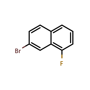 Chemical structure of 7-Bromo-1-fluoro-Naphthalene , CAS 319-04-0, AChemBlock X186410