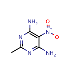 Chemical structure of 2-methyl-5-nitro-pyrimidine-4,6-diyldiamine , CAS 3346-21-2, AChemBlock X186435