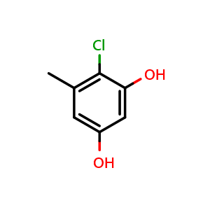 Chemical structure of 4-chloro-5-methylbenzene-1,3-diol , CAS 3446-05-7, AChemBlock X186457