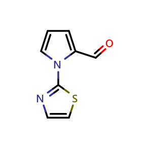 Chemical structure of 1-(1,3-Thiazol-2-yl)-1H-pyrrole-2-carbaldehyde , CAS 383136-31-0, AChemBlock X186516