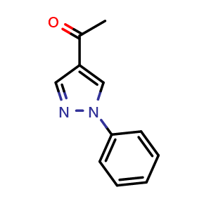 Chemical structure of 4-acetyl-1-phenylpyrazole , CAS 3968-40-9, AChemBlock X186539