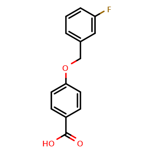 Chemical structure of 4-[(3-fluorobenzyl)oxy]benzenecarboxylic acid , CAS 405-85-6, AChemBlock X186554