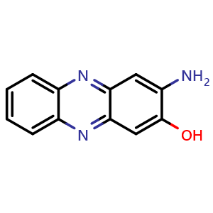 Chemical structure of 2-Amino-3-hydroxyphenazine , CAS 4569-77-1, AChemBlock X186594