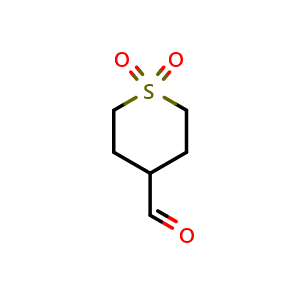 Chemical structure of 1,1-dioxo-hexahydro-1lambda6-thiopyran-4-carbaldehyde , CAS 494210-61-6, AChemBlock X186612