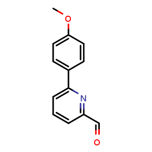 Chemical structure of 6-(4-Methoxyphenyl)pyridin-2-carbaldehyde , CAS 502925-47-5, AChemBlock X186624