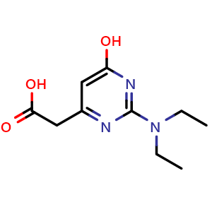 Chemical structure of 2-(2-(Diethylamino)-6-hydroxypyrimidin-4-yl)acetic acid , CAS 54259-06-2, AChemBlock X186679