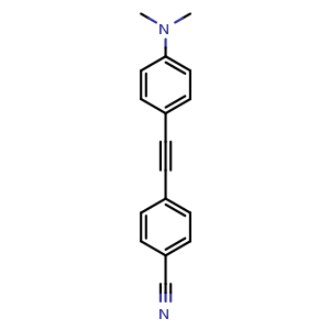 Chemical structure of 4-[2-[4-(Dimethylamino)phenyl]ethynyl]benzonitrile , CAS 54273-31-3, AChemBlock X186680