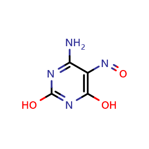 Chemical structure of 4-amino-2,6-dihydroxy-5-nitrosopyrimidine , CAS 5442-24-0, AChemBlock X186682