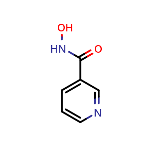 Chemical structure of Nicotinic acid hydroxamate; Nicotinohydroxamic acid; 3-Pyridinehydroxamic acid; N-Hydroxypyridin-3-carboxamide; Nsc 13997; Nicotinohydroximic acid; Nicotinylhydroxamic acid; Nicoxamat , CAS 5657-61-4, AChemBlock X186698