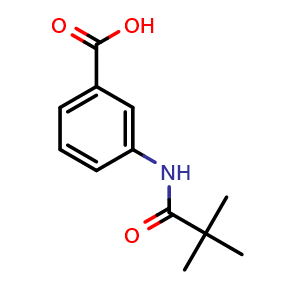Chemical structure of 3-(2,2-Dimethylpropionylamino)benzoic acid , CAS 56619-96-6, AChemBlock X186700