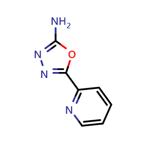 Chemical structure of 5-pyridin-2-yl-1,3,4-oxadiazol-2-amine , CAS 5711-72-8, AChemBlock X186706