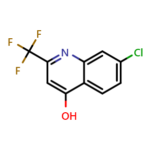 Chemical structure of 7-Chloro-4-hydroxy-2-(trifluoromethyl)quinoline , CAS 57124-20-6, AChemBlock X186708