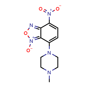 Chemical structure of 4-(4-methylpiperazin-1-yl)-7-nitro-3-oxido-2,1,3-benzoxadiazol-3-ium , CAS 58131-57-0, AChemBlock X186724