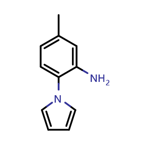 Chemical structure of 5-methyl-2-(1H-pyrrol-1-yl)Benzenamine , CAS 59194-21-7, AChemBlock X186732