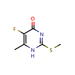 Chemical structure of 5-Fluoro-6-methyl-2-(methylsulfanyl)-4(1H)-pyrimidinone , CAS 6090-45-5, AChemBlock X186753