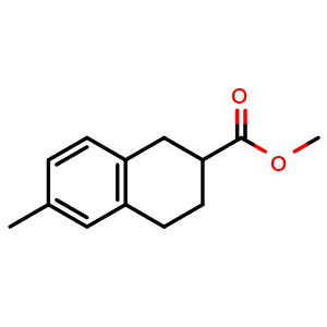 Chemical structure of 6-methyl-1,2,3,4-tetrahydro-2-naphthoic acid methyl ester , CAS 6162-30-7, AChemBlock X186762