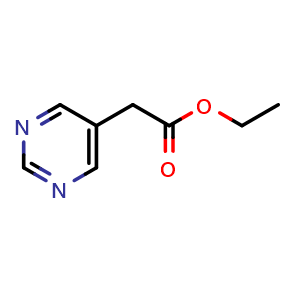 Chemical structure of pyrimidin-5-yl-acetic acid ethyl ester , CAS 6214-48-8, AChemBlock X186770