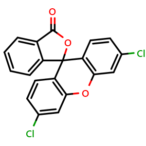 Chemical structure of 3',6'-dichlorospiro[2-benzofuran-3,9'-xanthene]-1-one , CAS 630-88-6, AChemBlock X186786