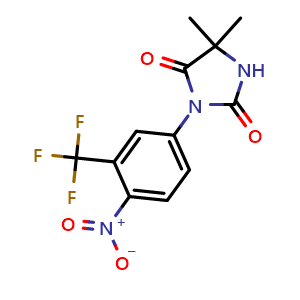 Chemical structure of 5,5-Dimethyl-3-(4-nitro-3-(trifluoromethyl)phenyl)imidazolidine-2,4-dione , CAS 63612-50-0, AChemBlock X186799