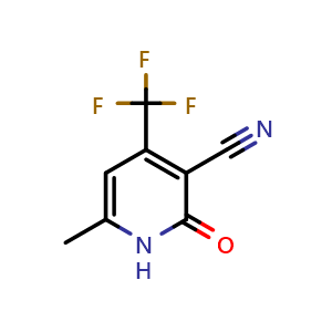 Chemical structure of 3-Cyano-4-trifluoromethyl-6-methyl-pyridine-2-one , CAS 654-49-9, AChemBlock X186819
