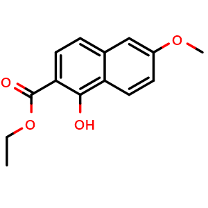 Chemical structure of ethyl 1-hydroxy-6-methoxynaphthalene-2-carboxylate , CAS 690232-01-0, AChemBlock X186857