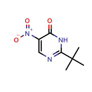Chemical structure of 2-(1,1-Dimethylethyl)-5-nitro-4(3H)-pyrimidinone , CAS 70227-49-5, AChemBlock X186870