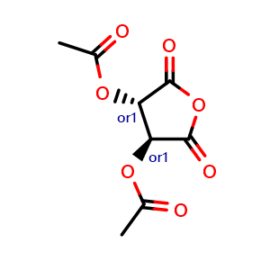 Chemical structure of (3S-trans)-3,4-diacetoxydihydro-2,5-furandione , CAS 70728-23-3, AChemBlock X186873