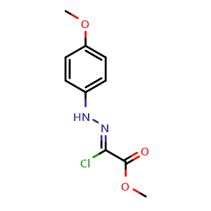 Chemical structure of Acetic acid,2-chloro-2-[2-(4-methoxyphenyl)hydrazinylidene]-, methyl ester , CAS 70736-27-5, AChemBlock X186874
