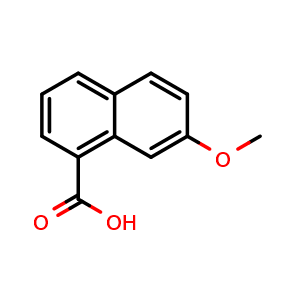 Chemical structure of 7-methoxy-1-naphthalenecarboxylicacid , CAS 7498-58-0, AChemBlock X186914