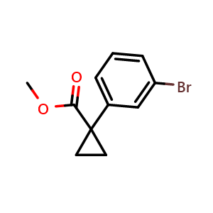 Chemical structure of 1-(3-Bromo-phenyl)-cyclopropanecarboxylic acid methyl ester , CAS 749928-59-4, AChemBlock X186915