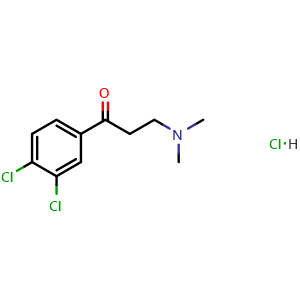 Chemical structure of 1-(3,4-dichlorophenyl)-3-(dimethylamino)-1-Propanone, hydrochloride , CAS 75144-12-6, AChemBlock X186919