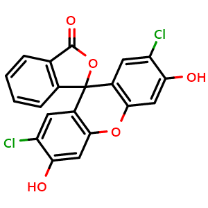 Chemical structure of 2',7'-Dichlorofluorescein , CAS 76-54-0, AChemBlock X186927