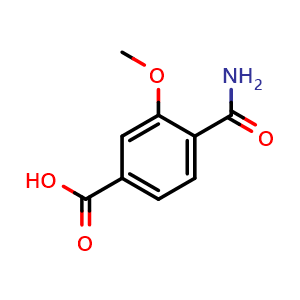 Chemical structure of 4-carbamoyl-3-methoxybenzoic acid , CAS 773056-89-6, AChemBlock X186931