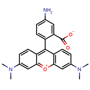 Chemical structure of 9-(4-amino-2-carboxyphenyl)-3,6-bis(dimethylamino)-Xanthylium inner salt , CAS 80724-17-0, AChemBlock X186952