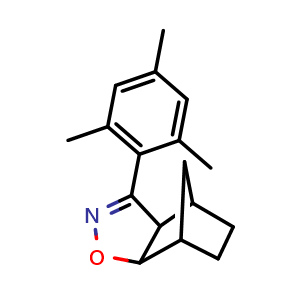 Chemical structure of 3a,4,5,6,7,7a-hexahydro-3-(2,4,6-trimethylphenyl)-4,7-Methano-1,2-benzisoxazole , CAS 823218-99-1, AChemBlock X186966