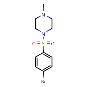 Chemical structure of 1-(4-Bromophenylsulfonyl)-4-methylpiperazine , CAS 837-12-7, AChemBlock X186979