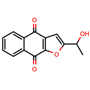 Chemical structure of 2-(1-hydroxyethyl)benzo[f][1]benzofuran-4,9-dione , CAS 83889-95-6, AChemBlock X186981