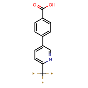 Chemical structure of 4-[6-(trifluoromethyl)pyridin-3-yl]benzoic acid , CAS 845826-95-1, AChemBlock X186987