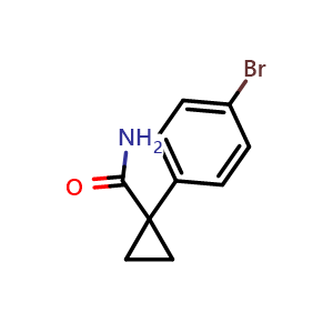 Chemical structure of 1-(4-bromophenyl)cyclopropanecarboxamide , CAS 847361-67-5, AChemBlock X186989