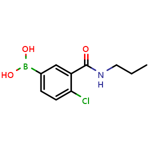 Chemical structure of 4-Chloro-3-(n-propylaminocarbonyl)phenylboronic acid , CAS 871332-93-3, AChemBlock X187025