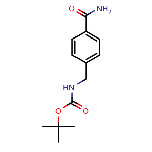 Chemical structure of 4-(N-boc-aminomethyl)benzamide , CAS 871721-44-7, AChemBlock X187026
